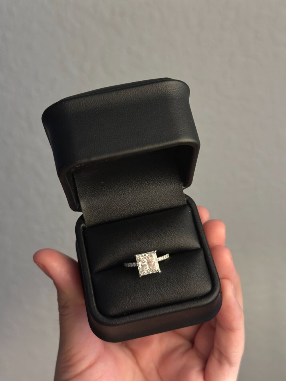 Princess Cut 3.33 Carat Diamond Ring with Pave Setting on Platinum - Picture 13 of 14